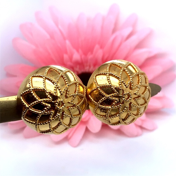 2/$10 Gold Filigree Dome Earrings - Picture 6 of 8